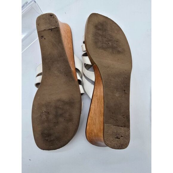 Naturalizer Womens White Leather Wedge Sandals Size 9 - Picture 6 of 6